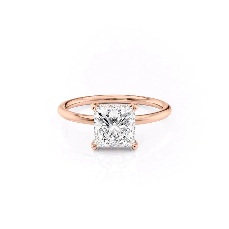 The Low Profile Liberty Set With Princess Solitaire Moissanite#material_18k-rose