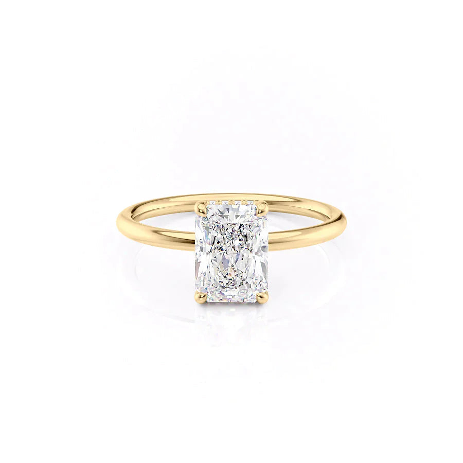 The Low Profile Liberty Set With Radiant Solitaire Moissanite#material_14k-gold