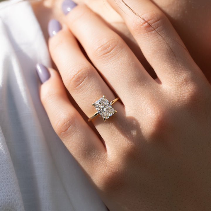 The Low Profile Liberty Set With Radiant Solitaire Moissanite#material_14k-gold