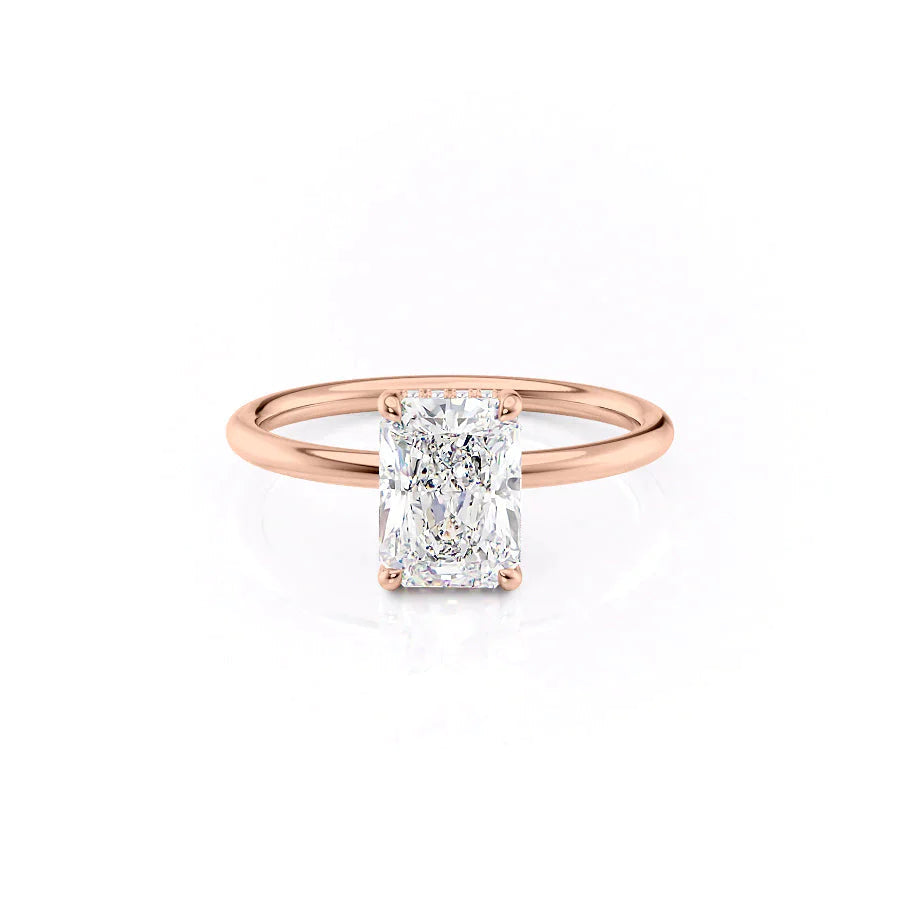 The Low Profile Liberty Set With Radiant Solitaire Moissanite#material_14k-rose