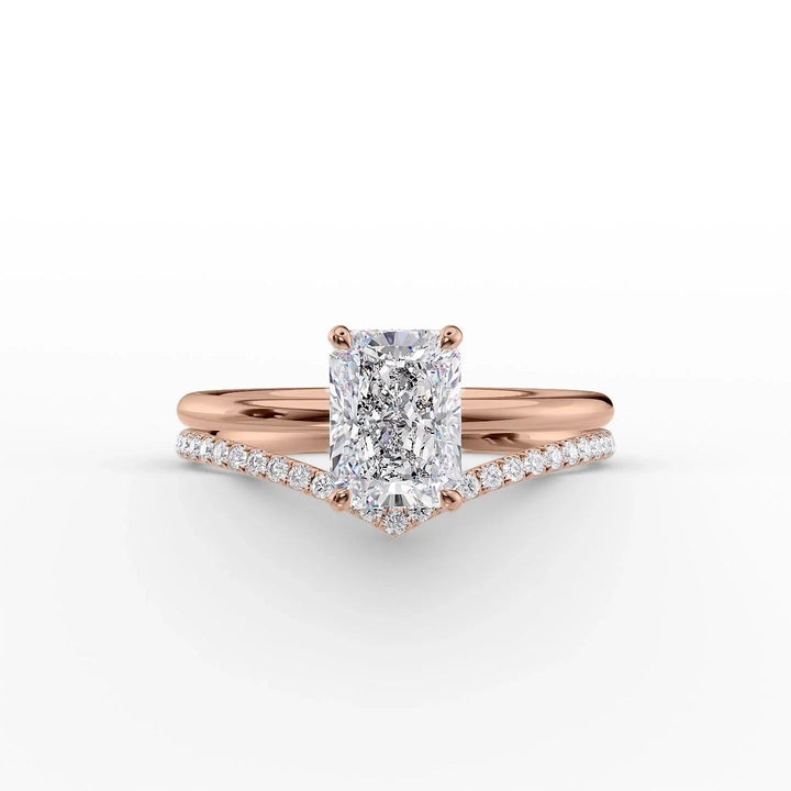 The Low Profile Liberty Set With Radiant Solitaire Moissanite#material_14k-rose