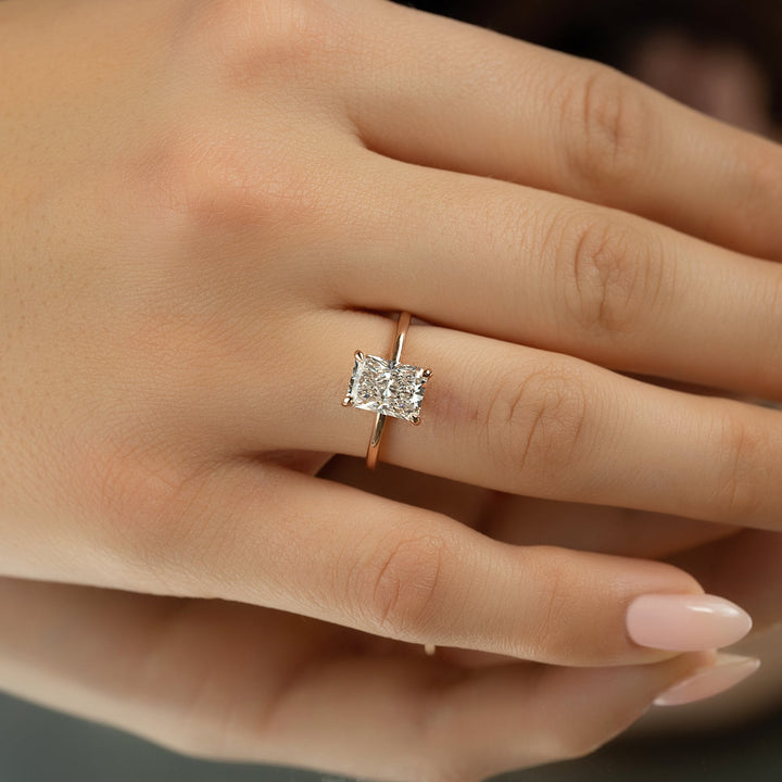 The Low Profile Liberty Set With Radiant Solitaire Moissanite#material_14k-rose