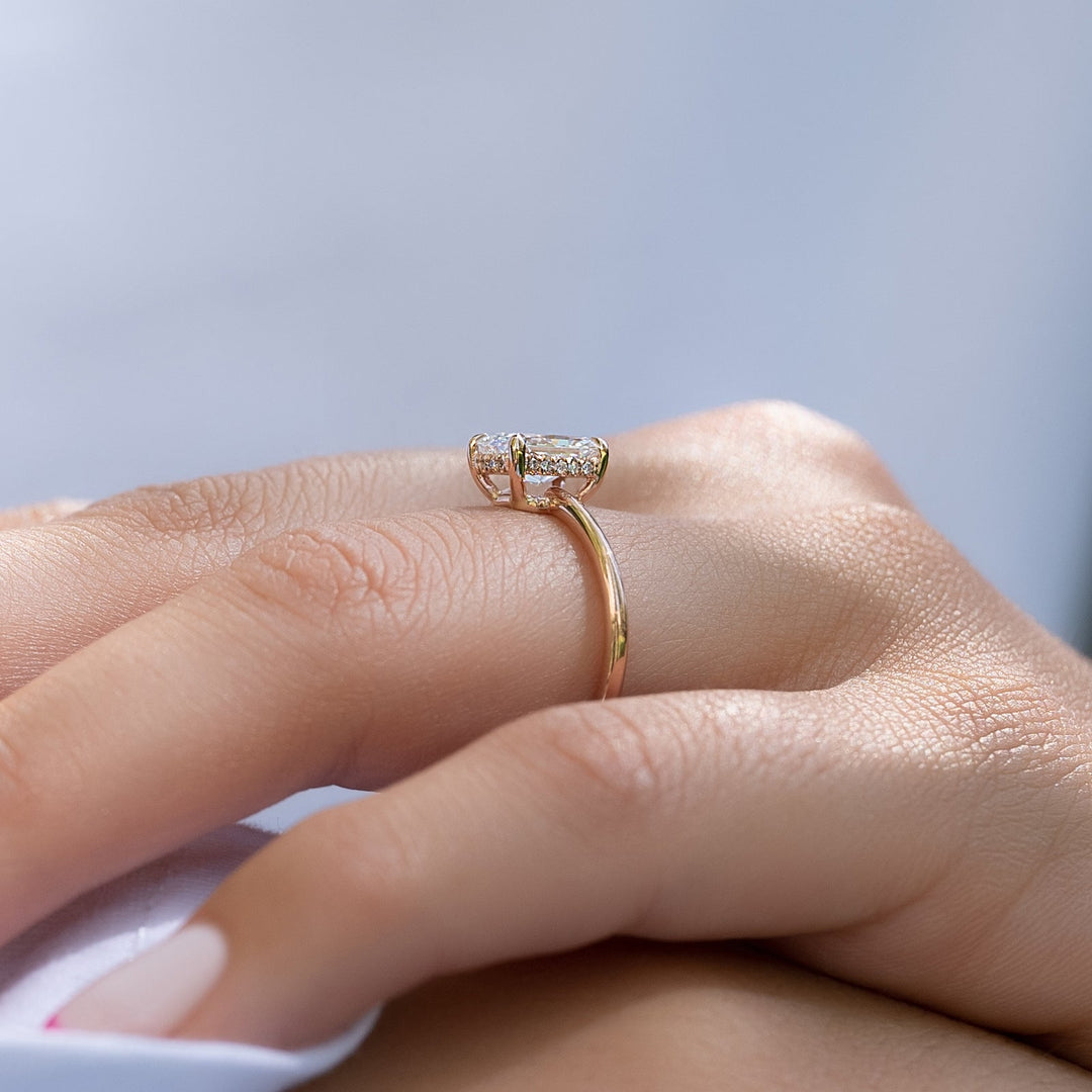 The Low Profile Liberty Set With Radiant Solitaire Moissanite#material_14k-rose