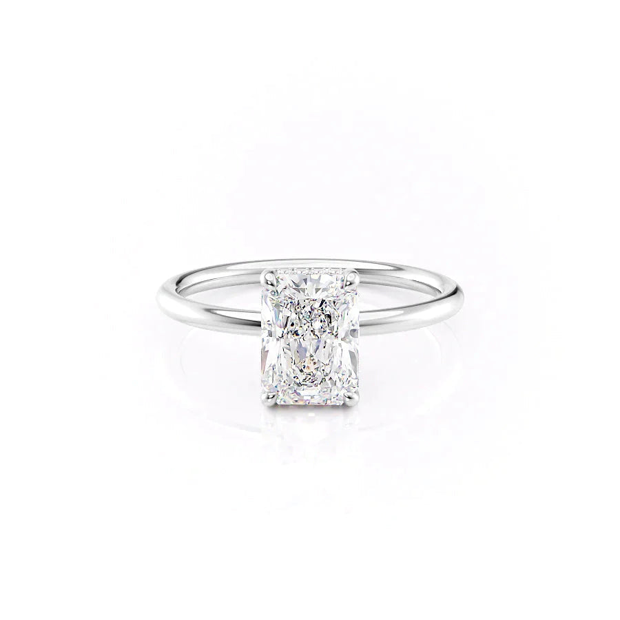 The Low Profile Liberty Set With Radiant Solitaire Moissanite#material_14k-white