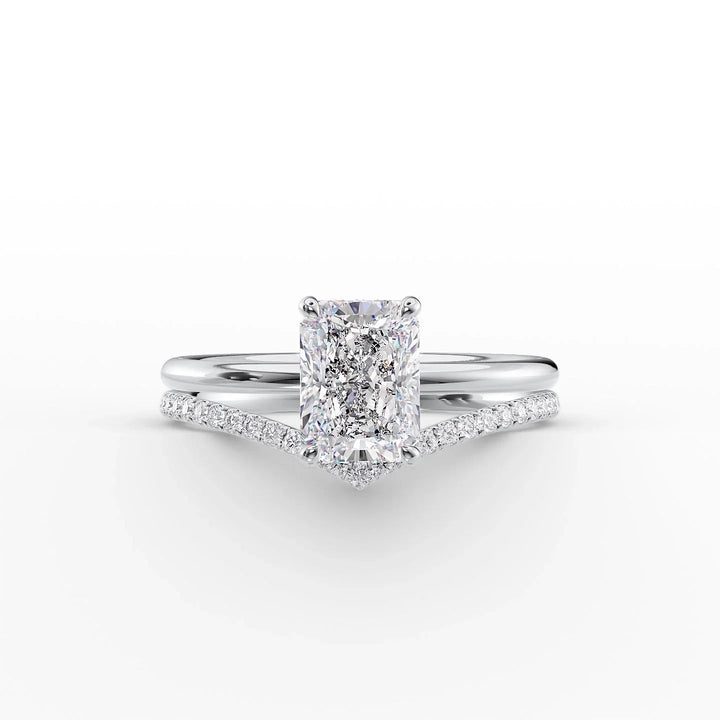 The Low Profile Liberty Set With Radiant Solitaire Moissanite#material_14k-white