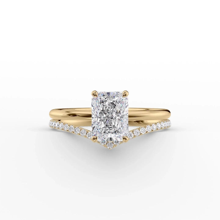 The Low Profile Liberty Set With Radiant Solitaire Moissanite#material_18k-gold