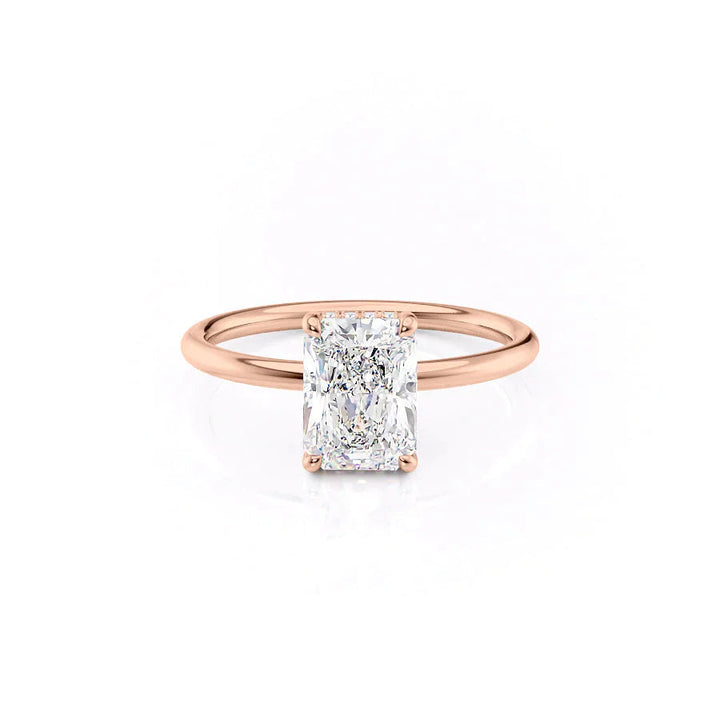 The Low Profile Liberty Set With Radiant Solitaire Moissanite#material_18k-rose