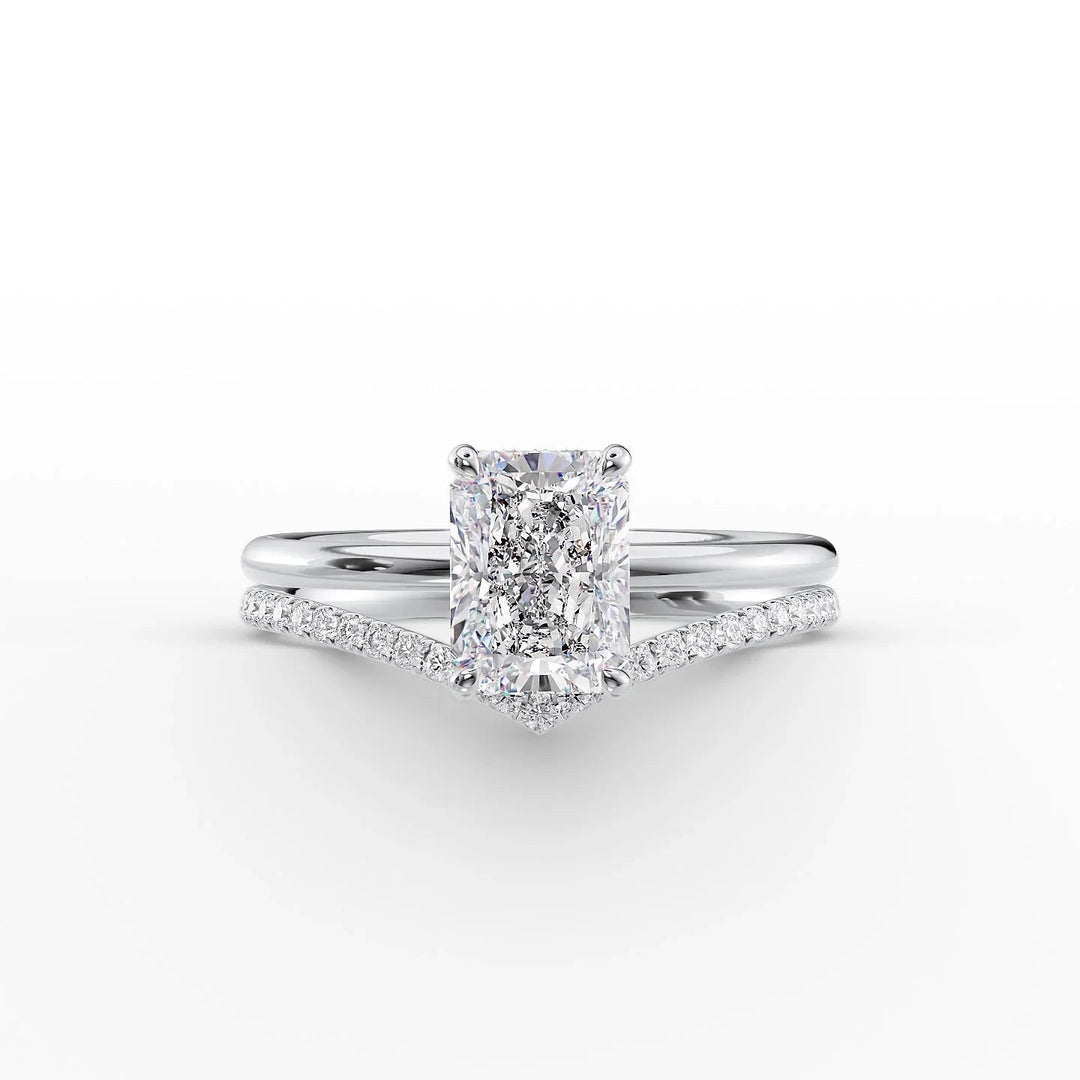 The Low Profile Liberty Set With Radiant Solitaire Moissanite#material_18k-white