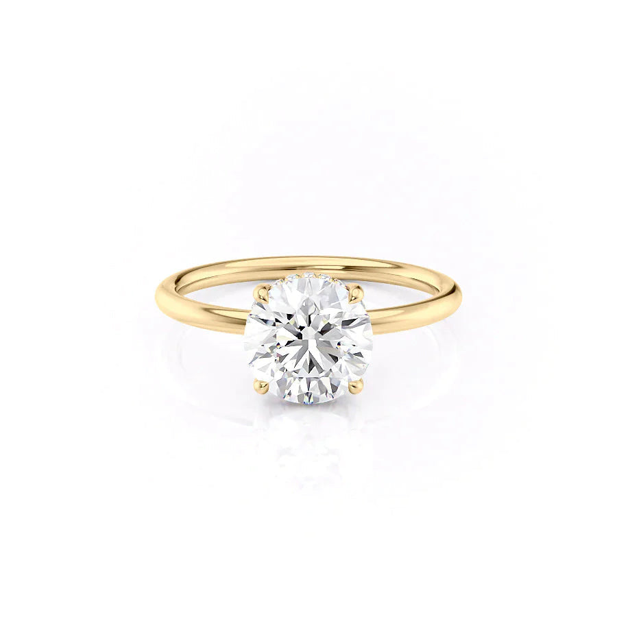 The Low Profile Liberty Set With Round Solitaire Moissanite#material_14k-gold