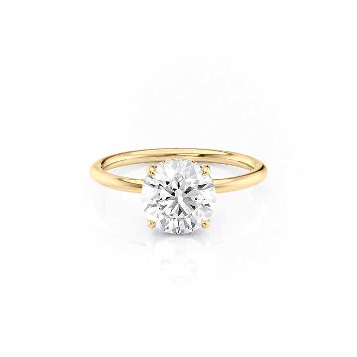 The Low Profile Liberty Set With Round Solitaire Moissanite#material_14k-gold