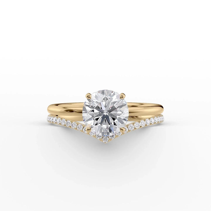 The Low Profile Liberty Set With Round Solitaire Moissanite#material_14k-gold