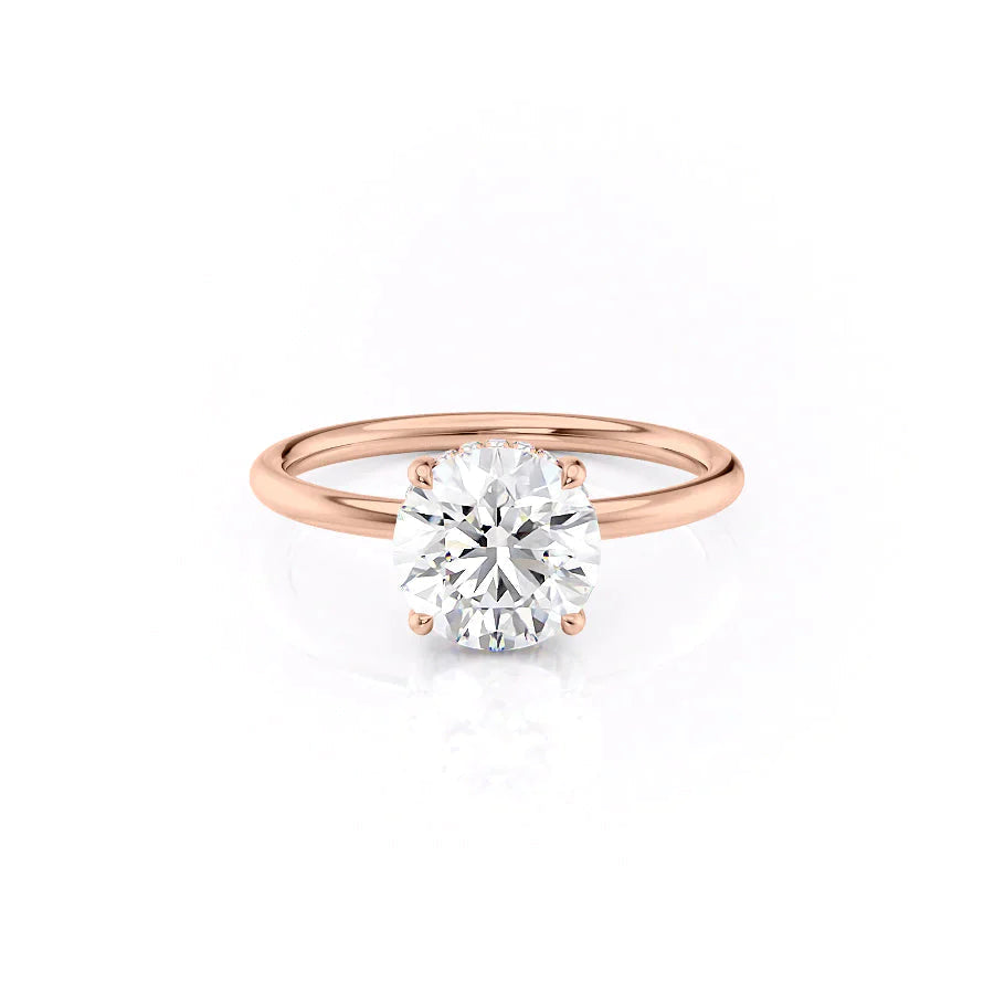 The Low Profile Liberty Set With Round Solitaire Moissanite#material_14k-rose