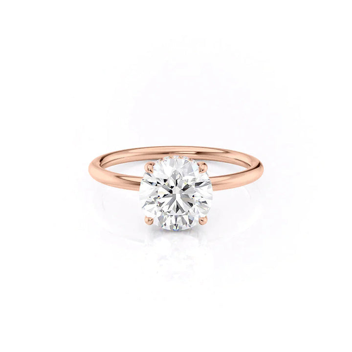 The Low Profile Liberty Set With Round Solitaire Moissanite#material_14k-rose