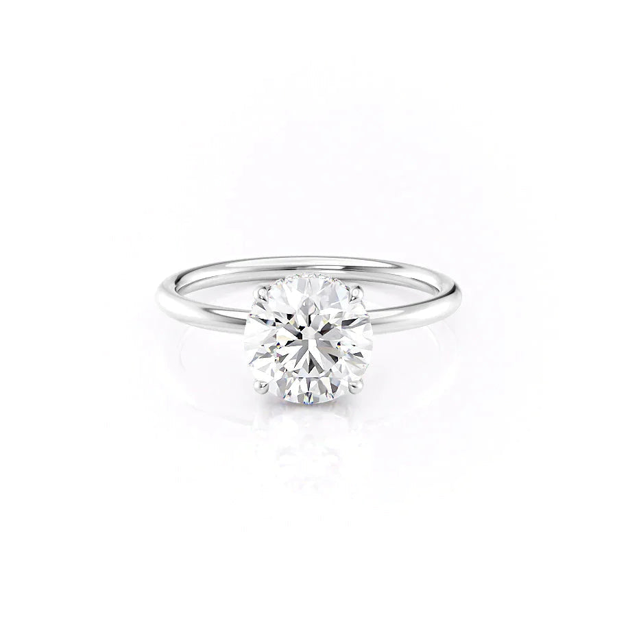 The Low Profile Liberty Set With Round Solitaire Moissanite#material_14k-white