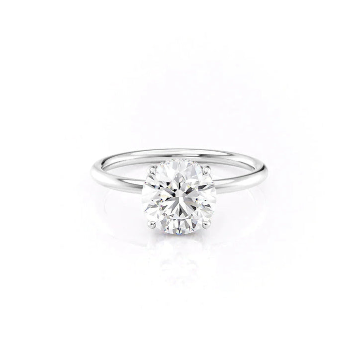 The Low Profile Liberty Set With Round Solitaire Moissanite#material_14k-white