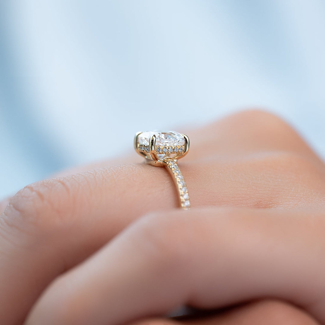 The Low Profile Pave Liberty Set With Cushion Pave Moissanite#material_14k-gold