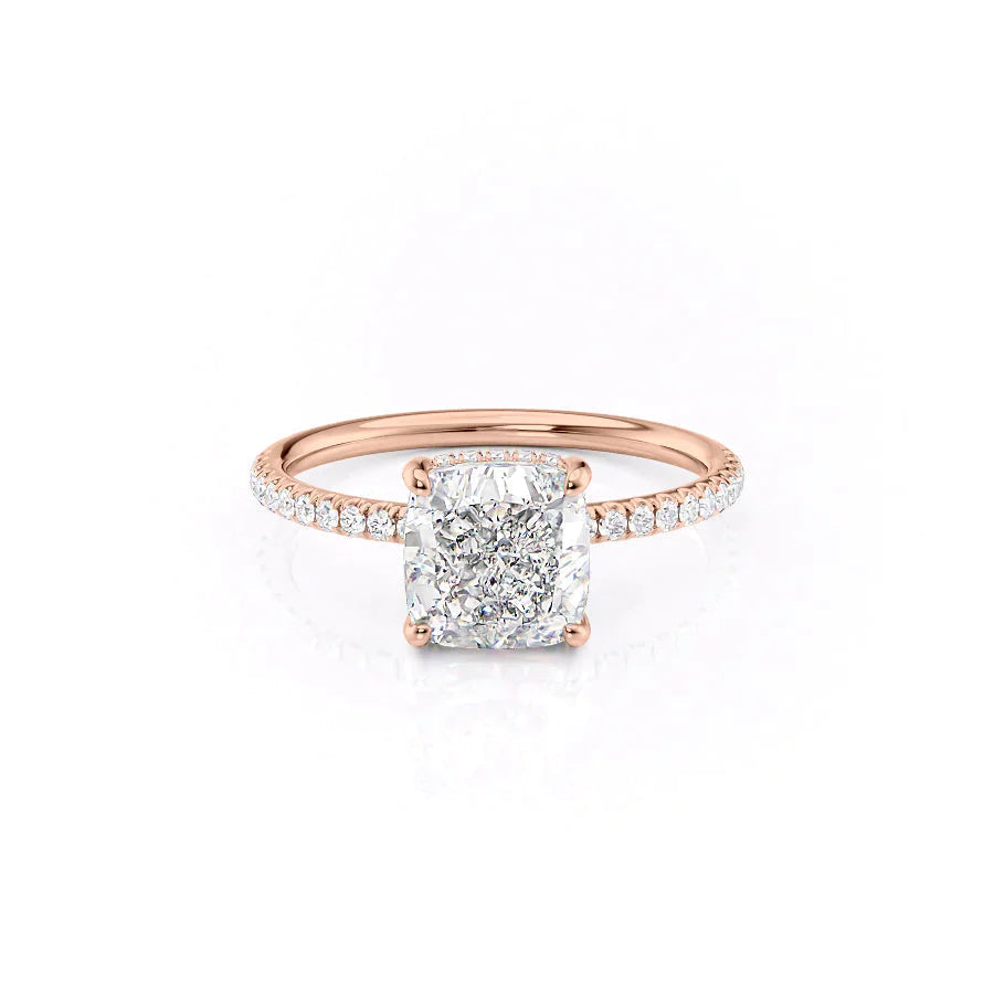 The Low Profile Pave Liberty Set With Cushion Pave Moissanite#material_14k-rose