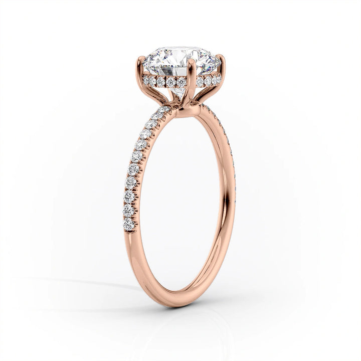 The Low Profile Pave Liberty Set With Cushion Pave Moissanite#material_14k-rose