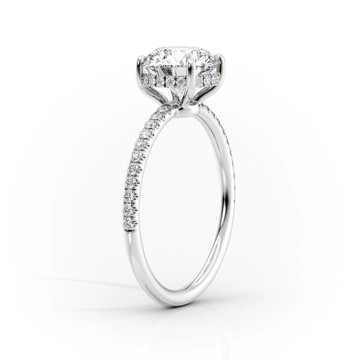 The Low Profile Pave Liberty Set With Cushion Pave Moissanite#material_14k-white