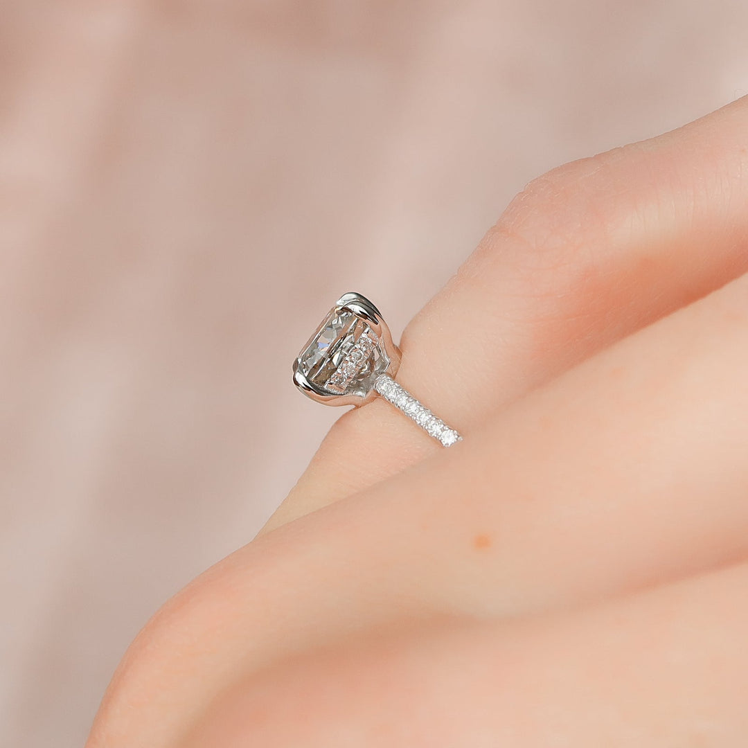 The Low Profile Pave Liberty Set With Cushion Pave Moissanite#material_14k-white