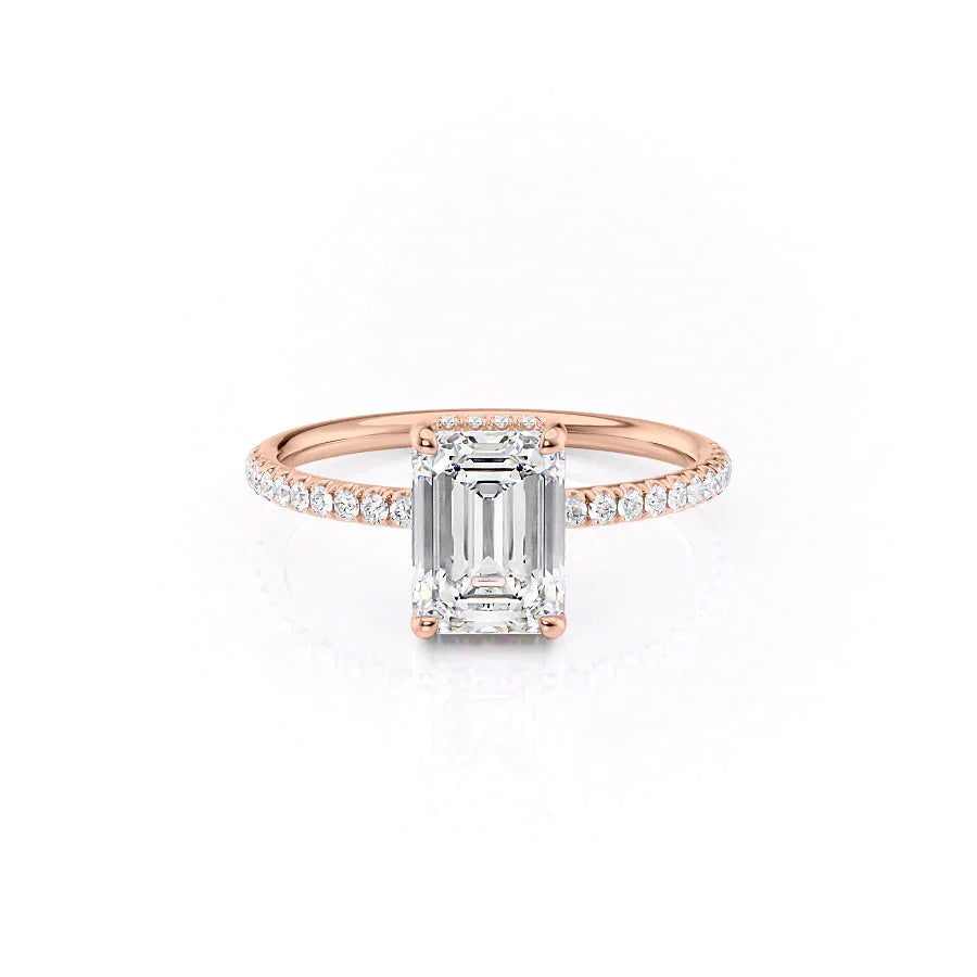 The Low Profile Pave Liberty Set With Emerald Pave Moissanite#material_14k-rose