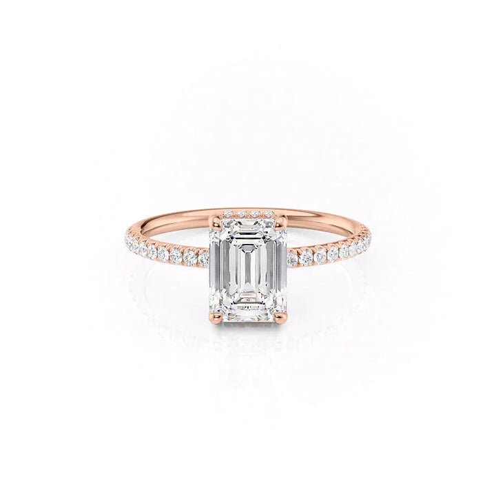 The Low Profile Pave Liberty Set With Emerald Pave Moissanite#material_14k-rose