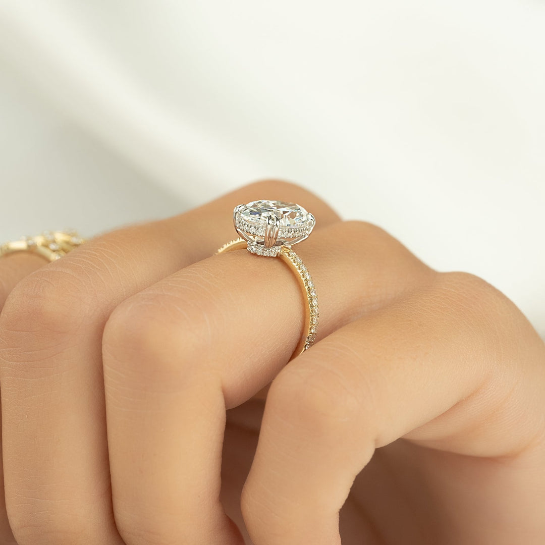 The Low Profile Pave Liberty Set With Oval Pave Moissanite#material_14k-gold