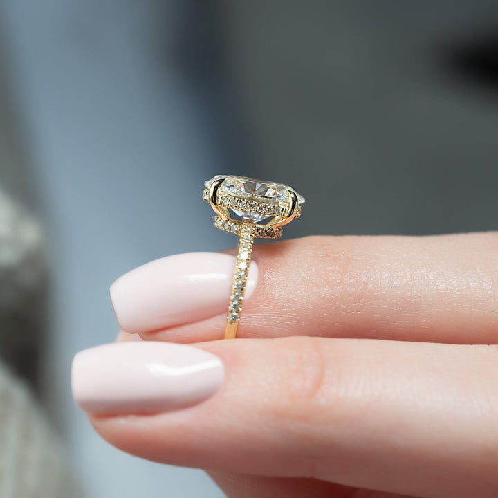 The Low Profile Pave Liberty Set With Oval Pave Moissanite#material_14k-gold