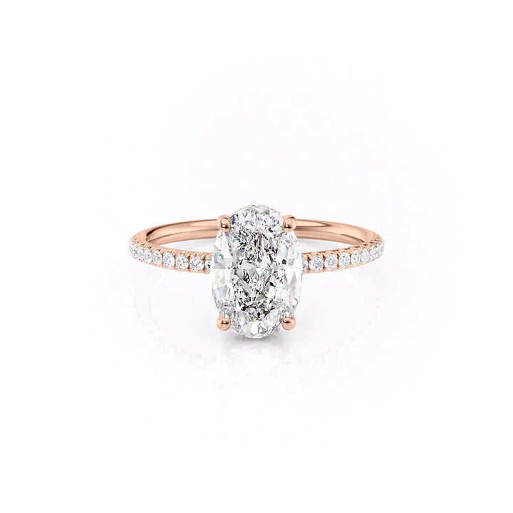 The Low Profile Pave Liberty Set With Oval Pave Moissanite#material_14k-rose