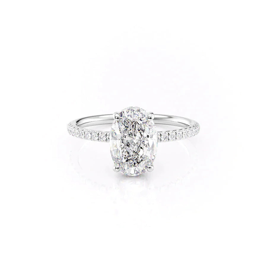 The Low Profile Pave Liberty Set With Oval Pave Moissanite#material_14k-white