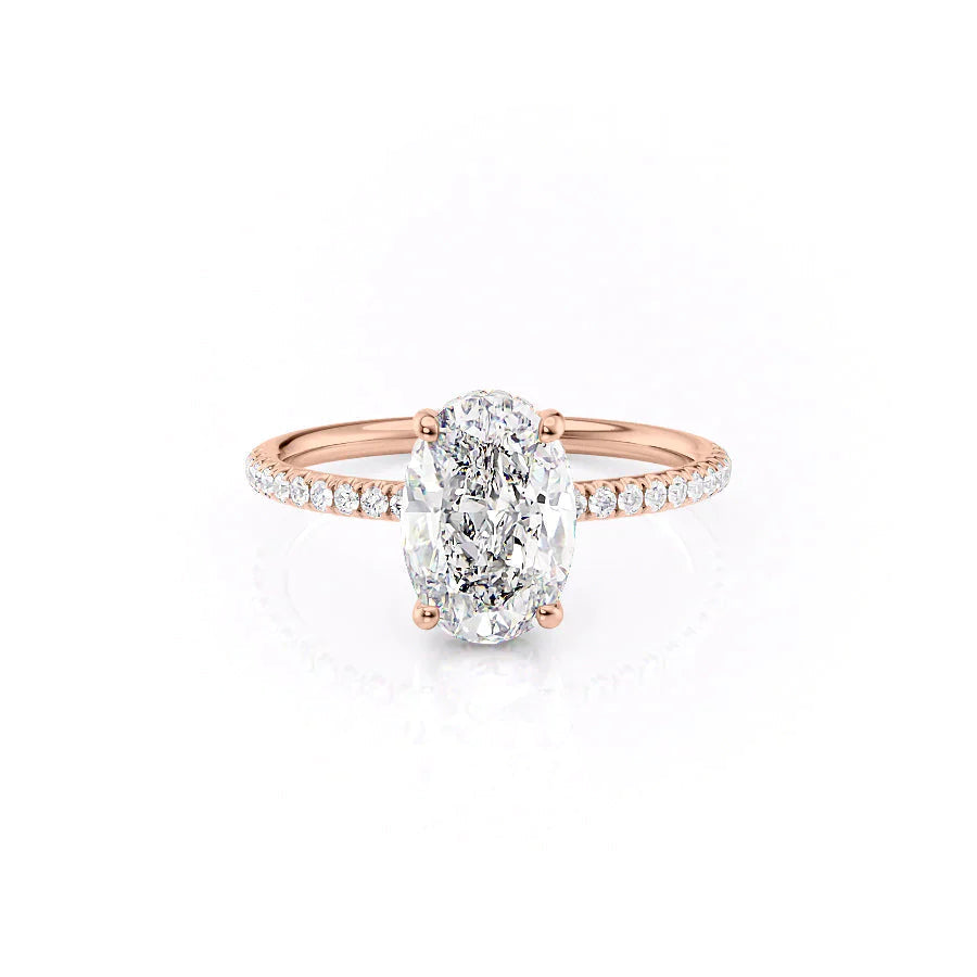 The Low Profile Pave Liberty Set With Oval Pave Moissanite#material_18k-rose