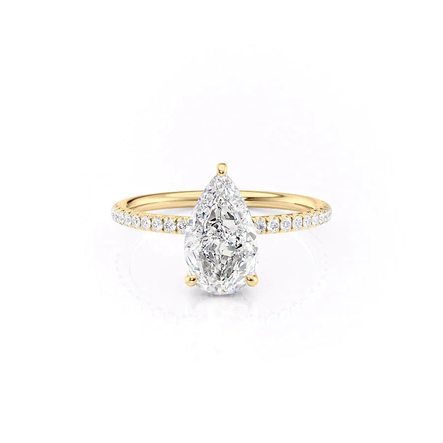 The Low Profile Pave Liberty Set With Pear Pave Moissanite#material_14k-gold