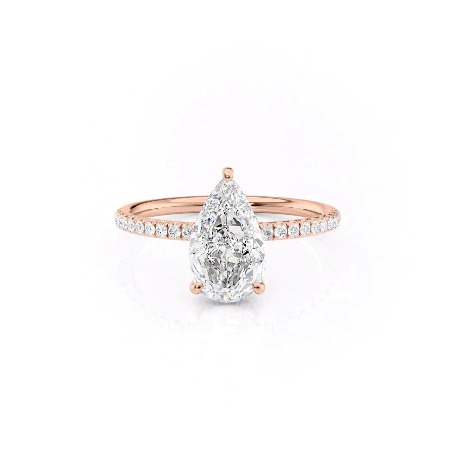 The Low Profile Pave Liberty Set With Pear Pave Moissanite#material_14k-rose