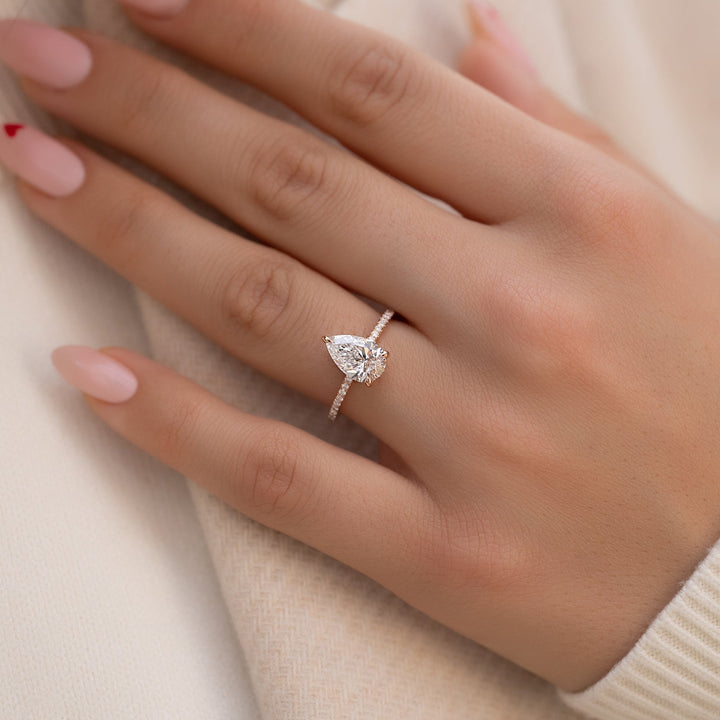 The Low Profile Pave Liberty Set With Pear Pave Moissanite#material_14k-rose