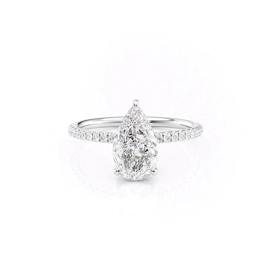 The Low Profile Pave Liberty Set With Pear Pave Moissanite#material_14k-white