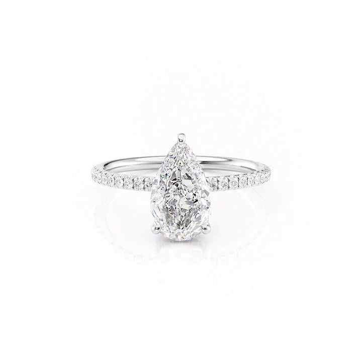 The Low Profile Pave Liberty Set With Pear Pave Moissanite#material_14k-white