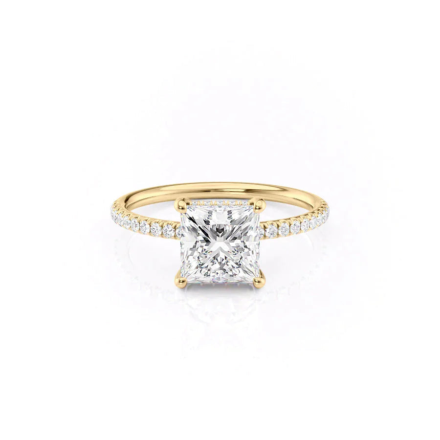 The Low Profile Pave Liberty Set With Princess Pave Moissanite#material_14k-gold