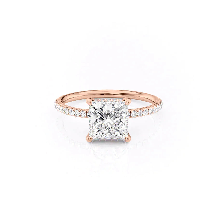 The Low Profile Pave Liberty Set With Princess Pave Moissanite#material_14k-rose