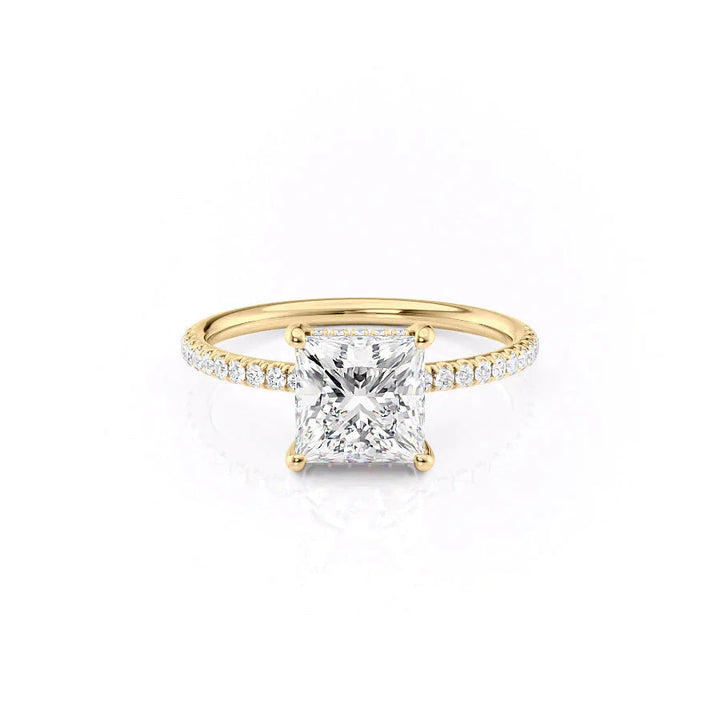 The Low Profile Pave Liberty Set With Princess Pave Moissanite#material_18k-gold