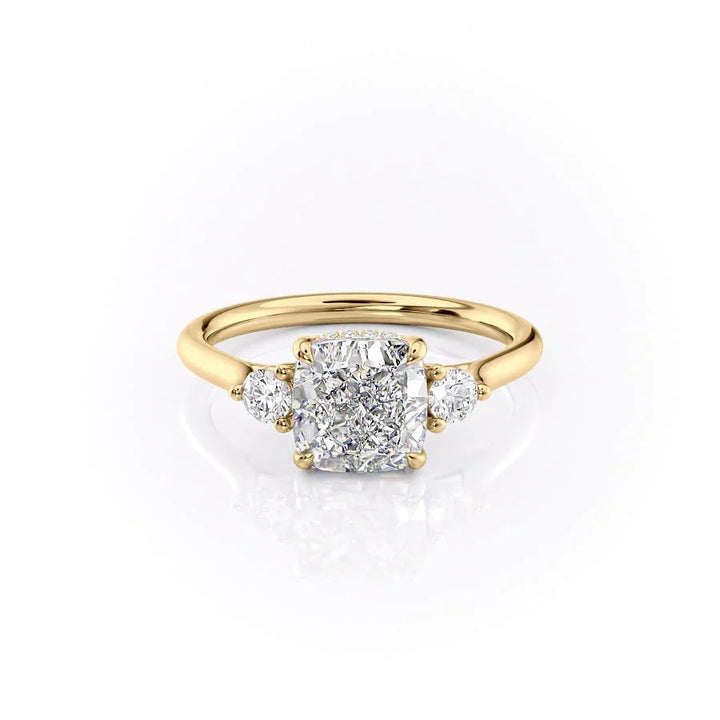 The Lucy Set With Cushion Side Stone Lab Diamond 1 Carat 14K Gold#material_14k-gold