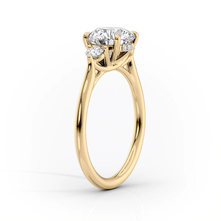 The Lucy Set With Cushion Side Stone Lab Diamond 1.5 Carat 14K Gold#material_14k-gold