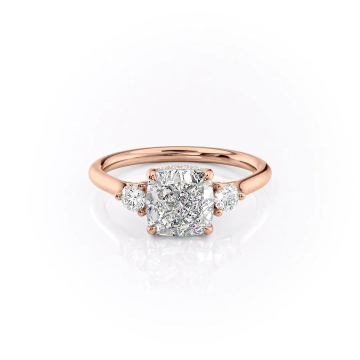 The Lucy Set With Cushion Side Stone Moissanite#material_14k-rose