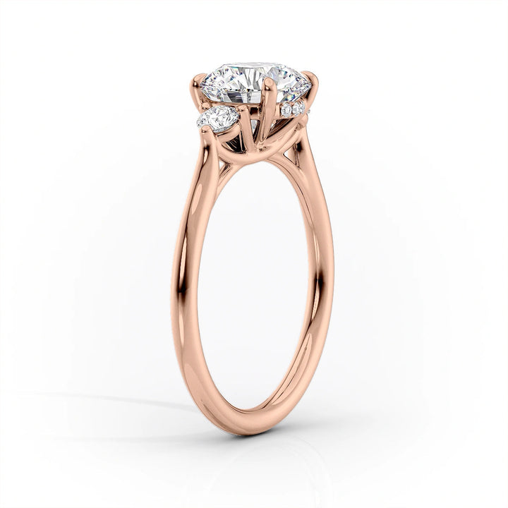 The Lucy Set With Cushion Side Stone Moissanite#material_14k-rose