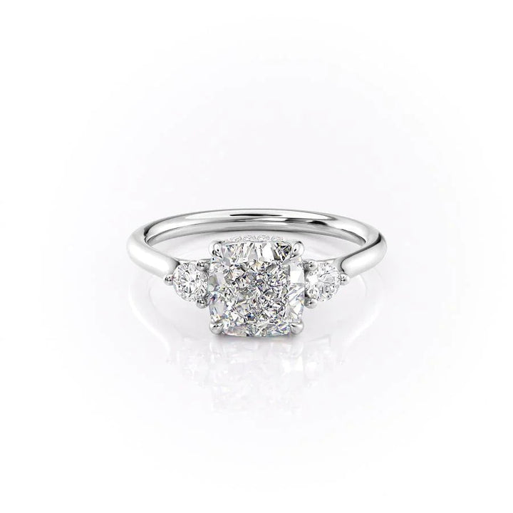 The Lucy Set With Cushion Side Stone Moissanite#material_14k-white