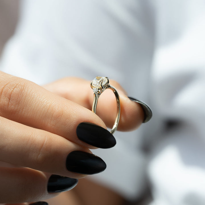 The Lucy Cushion Lab Diamond Moissanite Engagement Ring *Shown with 1 ct #material_gold