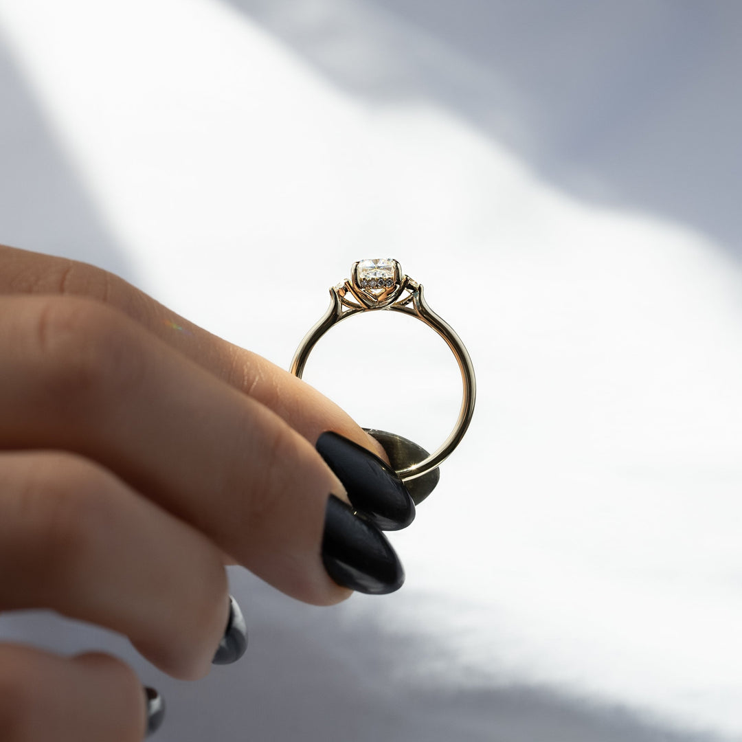 The Lucy Cushion Lab Diamond Moissanite Engagement Ring