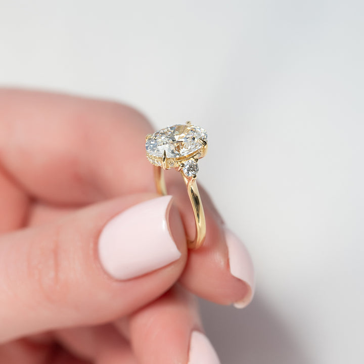 The Lucy Oval Lab Diamond Moissanite Engagement Ring *Shown with 3 ct #material_gold