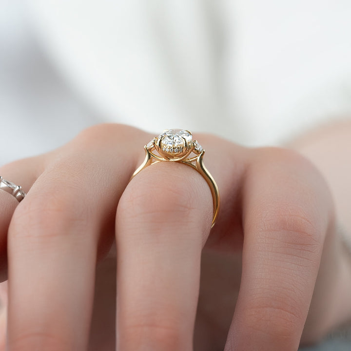 The Lucy Oval Lab Diamond Moissanite Engagement Ring *Shown with 2 ct #material_gold