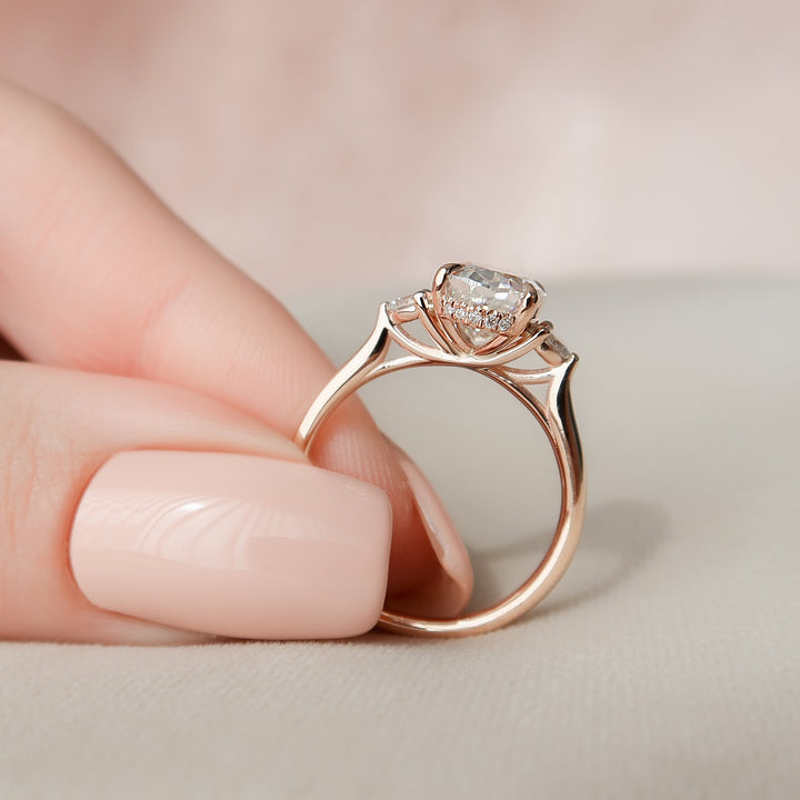 The Lucy Oval Lab Diamond Moissanite Engagement Ring *Shown with 2 ct #material_rose