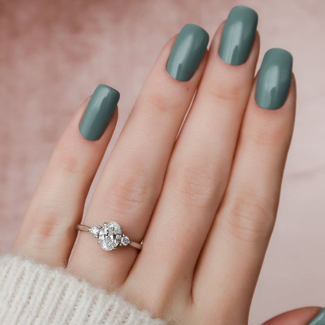 The Lucy Oval Lab Diamond Moissanite Engagement Ring